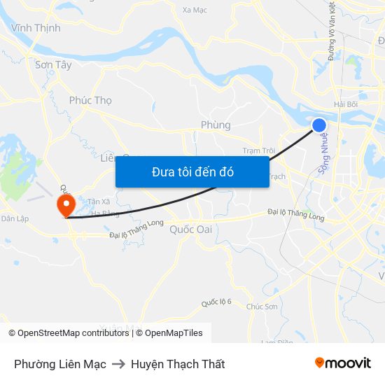 Phường Liên Mạc to Huyện Thạch Thất map