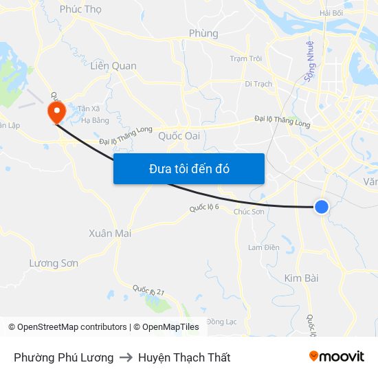 Phường Phú Lương to Huyện Thạch Thất map