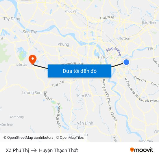 Xã Phú Thị to Huyện Thạch Thất map