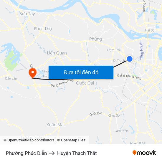 Phường Phúc Diễn to Huyện Thạch Thất map