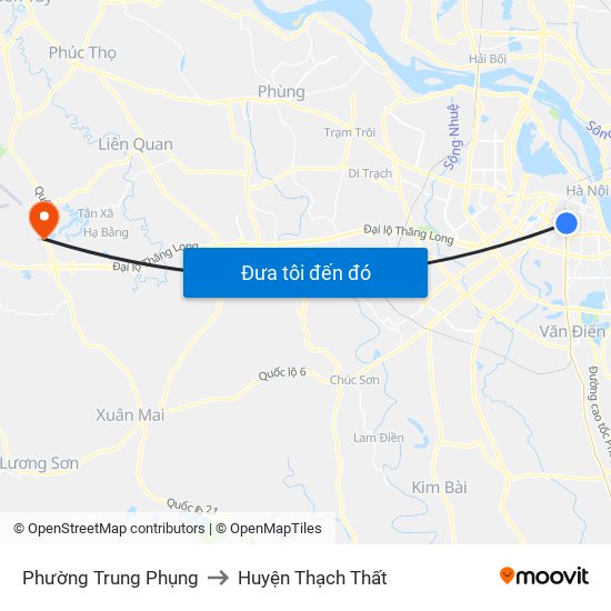 Phường Trung Phụng to Huyện Thạch Thất map