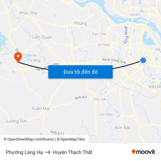 Phường Láng Hạ to Huyện Thạch Thất map