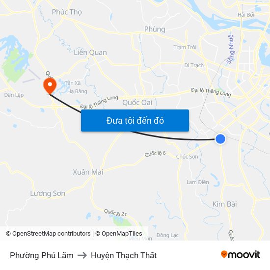Phường Phú Lãm to Huyện Thạch Thất map