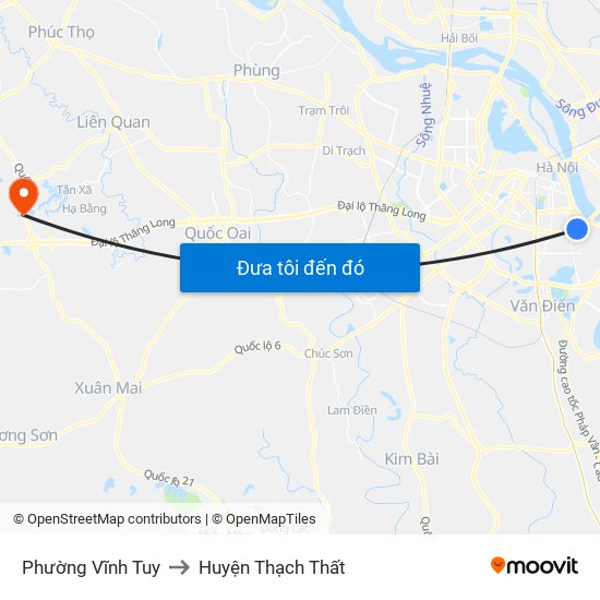 Phường Vĩnh Tuy to Huyện Thạch Thất map