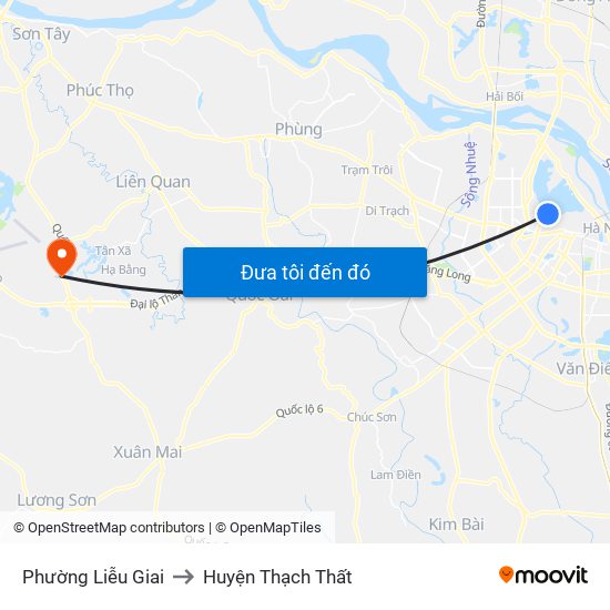 Phường Liễu Giai to Huyện Thạch Thất map