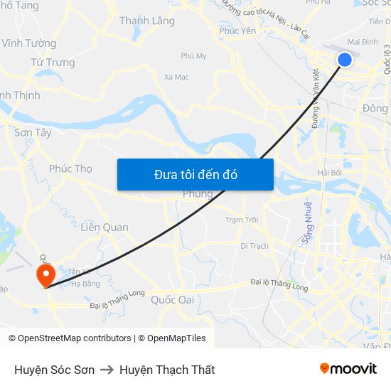 Huyện Sóc Sơn to Huyện Thạch Thất map