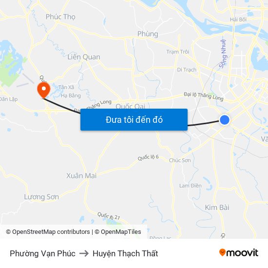 Phường Vạn Phúc to Huyện Thạch Thất map