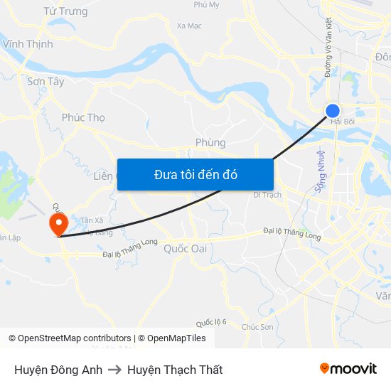 Huyện Đông Anh to Huyện Thạch Thất map