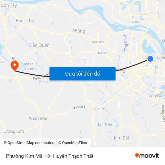 Phường Kim Mã to Huyện Thạch Thất map