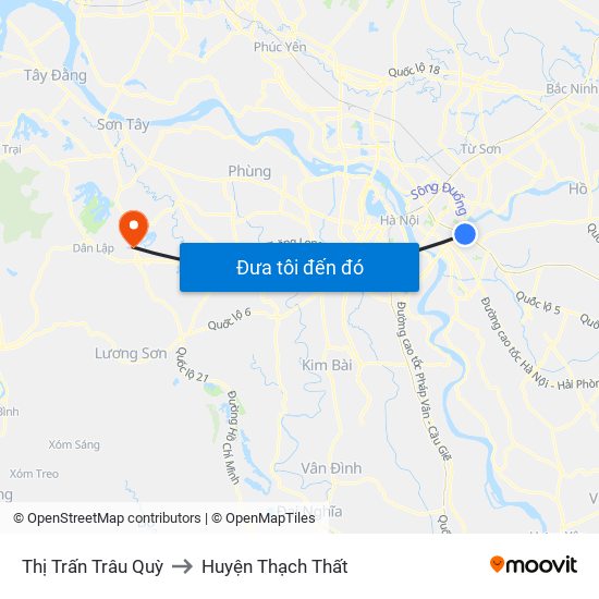 Thị Trấn Trâu Quỳ to Huyện Thạch Thất map