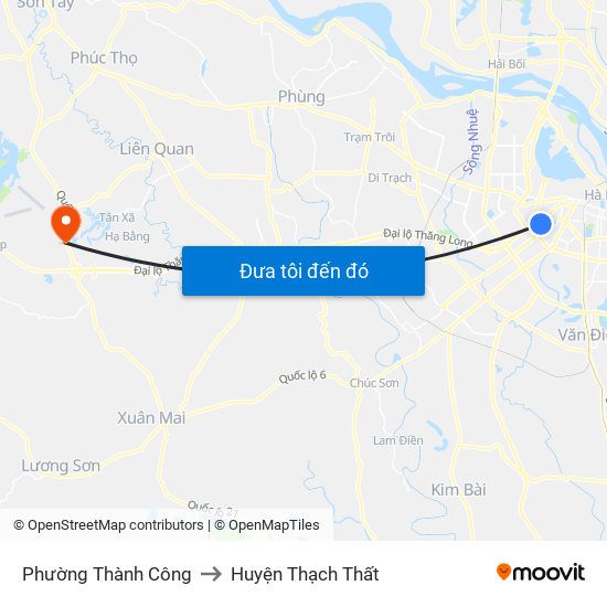 Phường Thành Công to Huyện Thạch Thất map