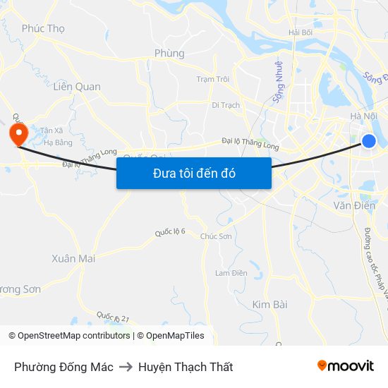 Phường Đống Mác to Huyện Thạch Thất map