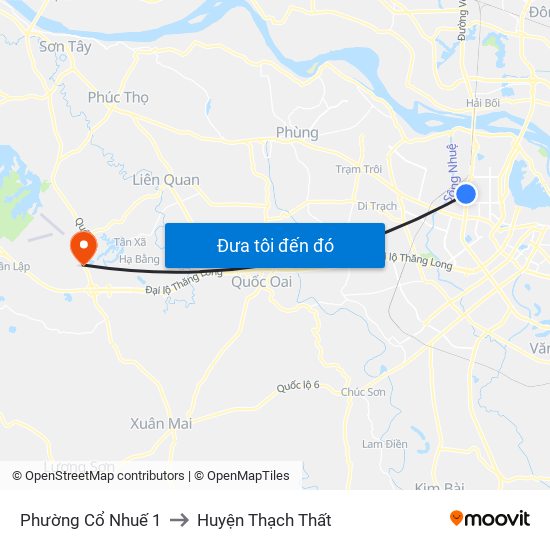 Phường Cổ Nhuế 1 to Huyện Thạch Thất map