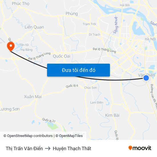 Thị Trấn Văn Điển to Huyện Thạch Thất map