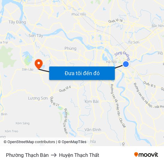 Phường Thạch Bàn to Huyện Thạch Thất map