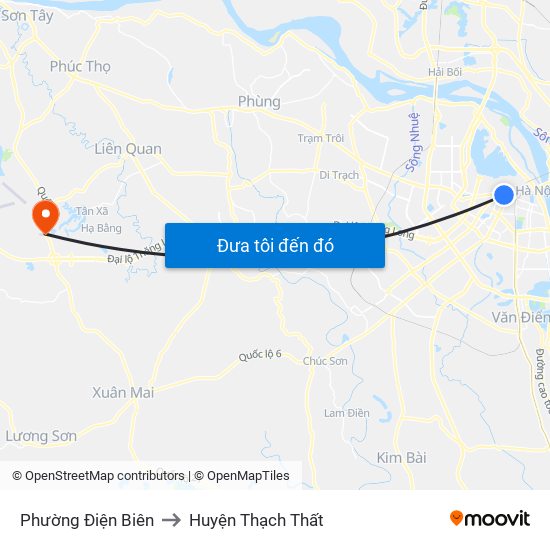 Phường Điện Biên to Huyện Thạch Thất map