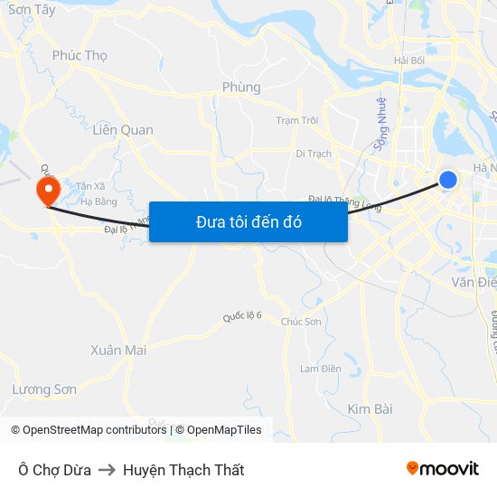 Ô Chợ Dừa to Huyện Thạch Thất map