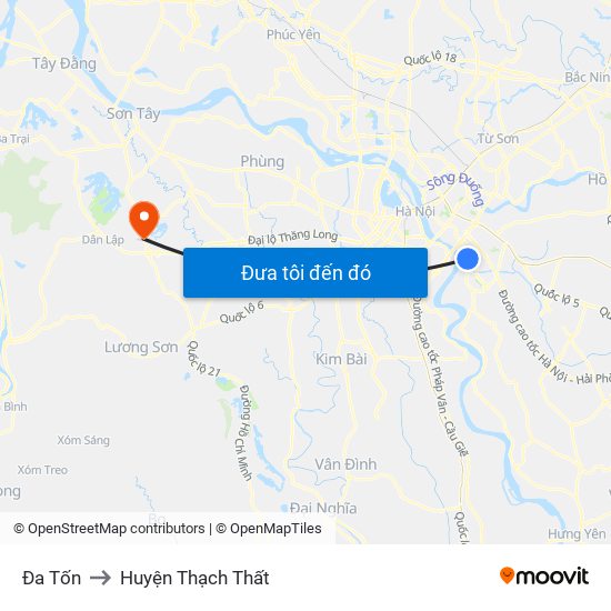 Đa Tốn to Huyện Thạch Thất map