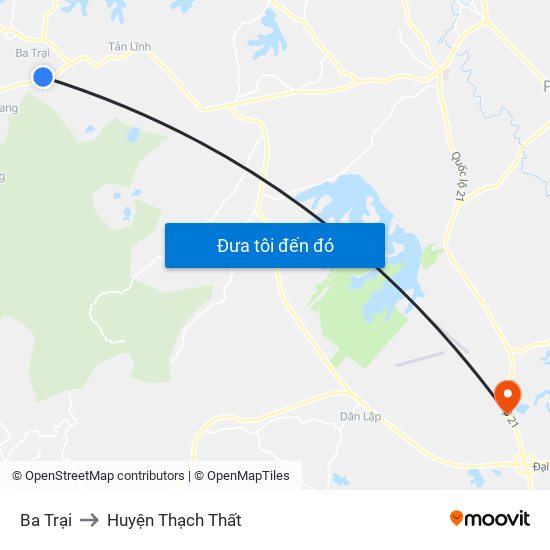Ba Trại to Huyện Thạch Thất map