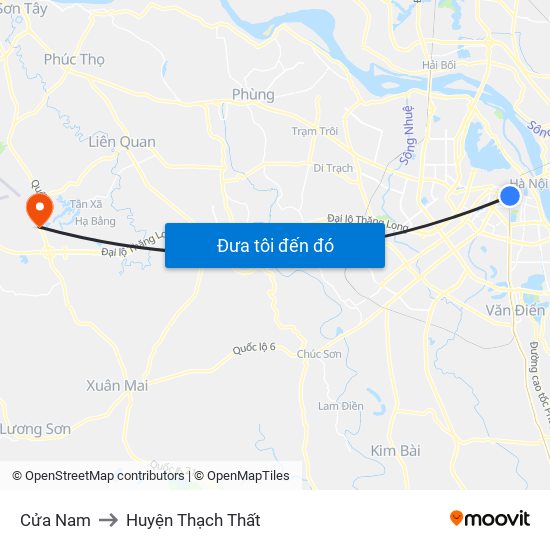 Cửa Nam to Huyện Thạch Thất map