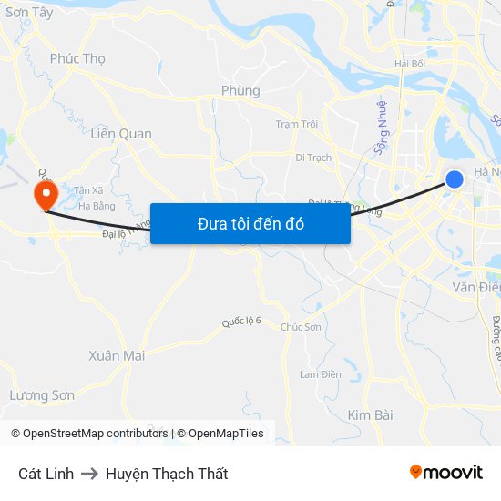 Cát Linh to Huyện Thạch Thất map