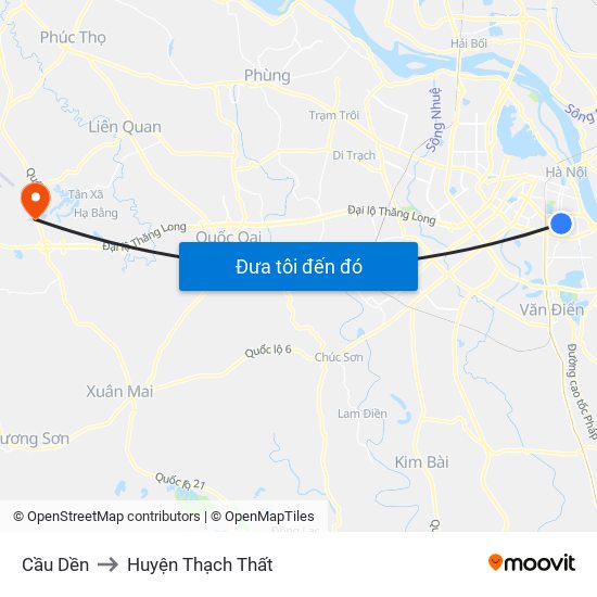 Cầu Dền to Huyện Thạch Thất map