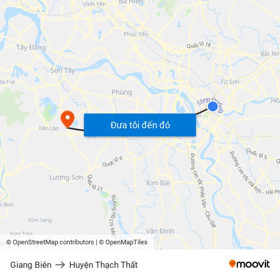 Giang Biên to Huyện Thạch Thất map