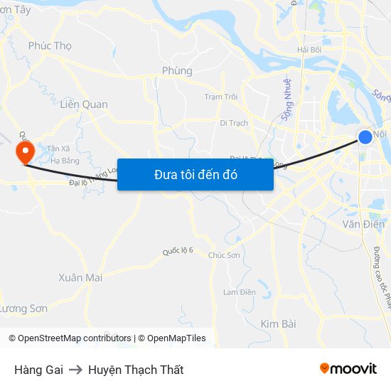 Hàng Gai to Huyện Thạch Thất map