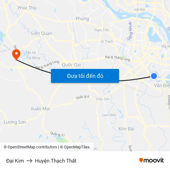 Đại Kim to Huyện Thạch Thất map