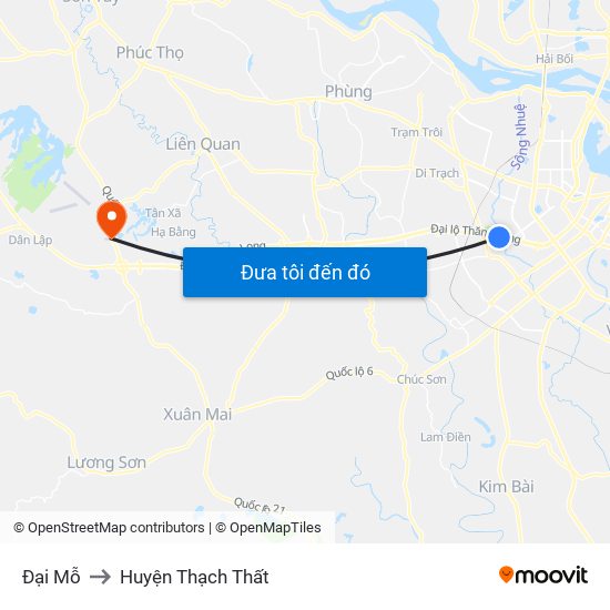 Đại Mỗ to Huyện Thạch Thất map