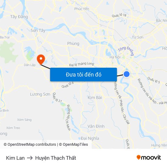 Kim Lan to Huyện Thạch Thất map