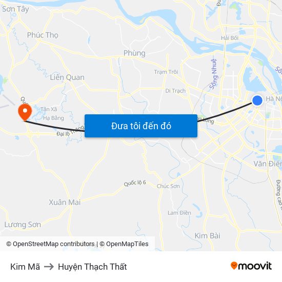 Kim Mã to Huyện Thạch Thất map
