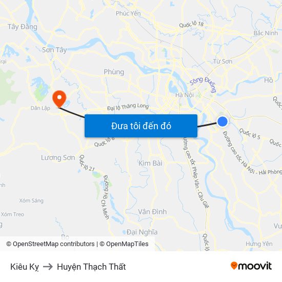 Kiêu Kỵ to Huyện Thạch Thất map