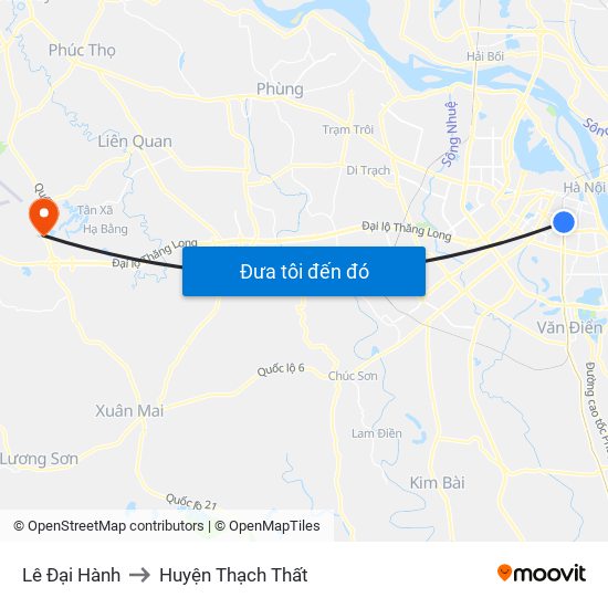 Lê Đại Hành to Huyện Thạch Thất map