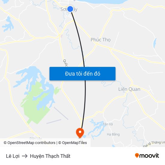 Lê Lợi to Huyện Thạch Thất map