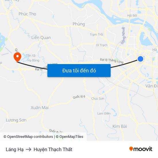 Láng Hạ to Huyện Thạch Thất map