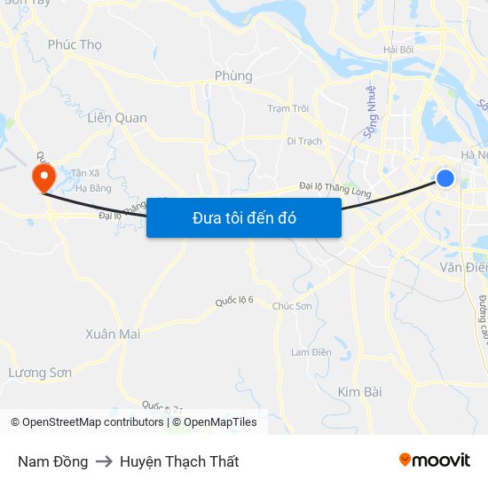 Nam Đồng to Huyện Thạch Thất map