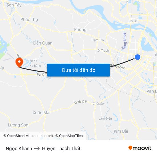 Ngọc Khánh to Huyện Thạch Thất map