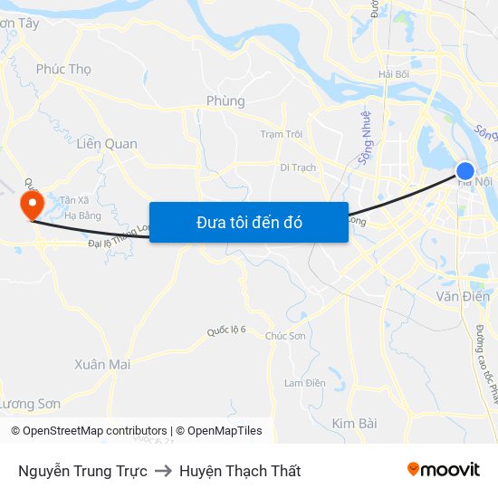 Nguyễn Trung Trực to Huyện Thạch Thất map