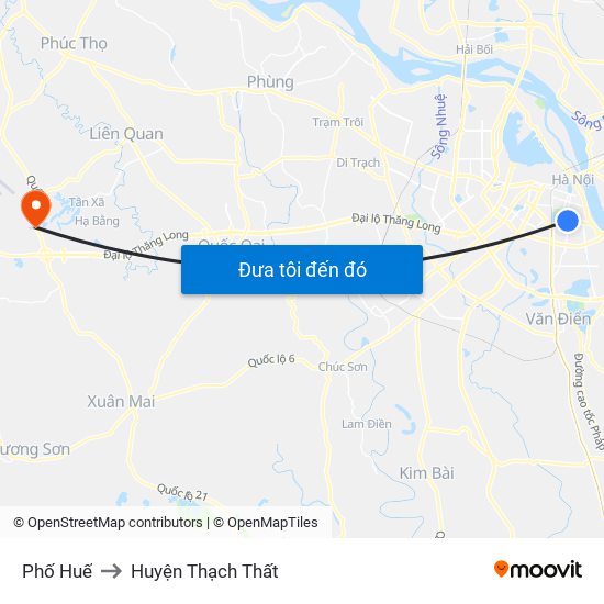 Phố Huế to Huyện Thạch Thất map