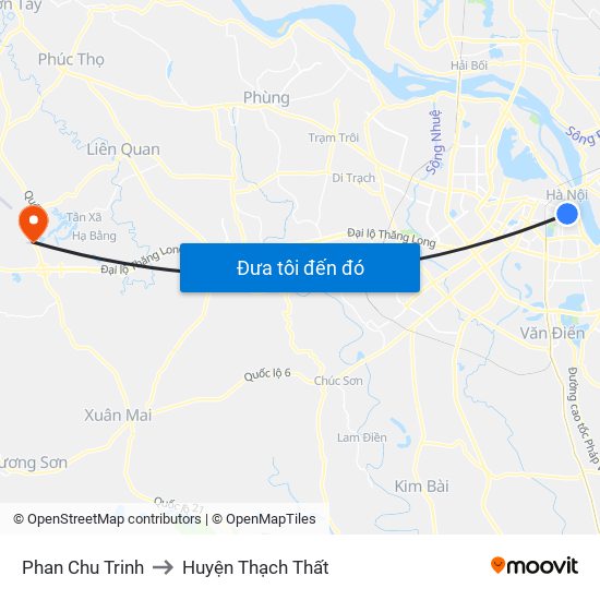 Phan Chu Trinh to Huyện Thạch Thất map