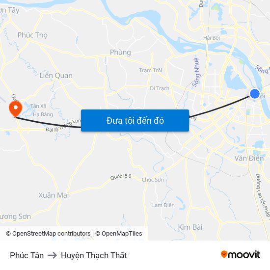 Phúc Tân to Huyện Thạch Thất map