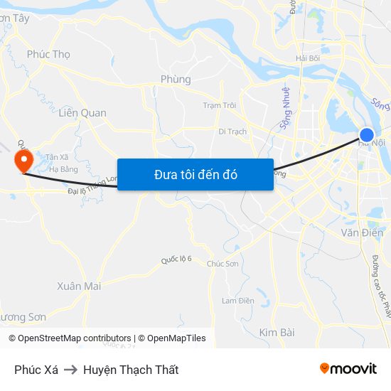 Phúc Xá to Huyện Thạch Thất map