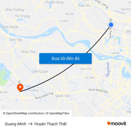 Quang Minh to Huyện Thạch Thất map