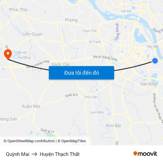 Quỳnh Mai to Huyện Thạch Thất map