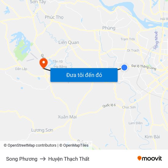 Song Phương to Huyện Thạch Thất map