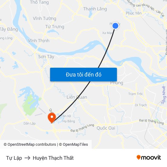 Tự Lập to Huyện Thạch Thất map