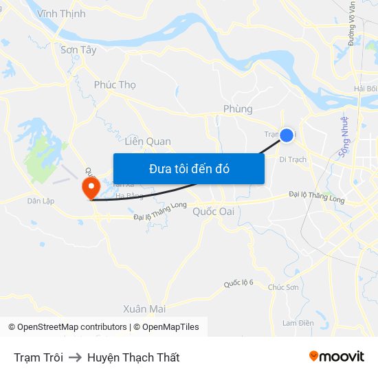 Trạm Trôi to Huyện Thạch Thất map