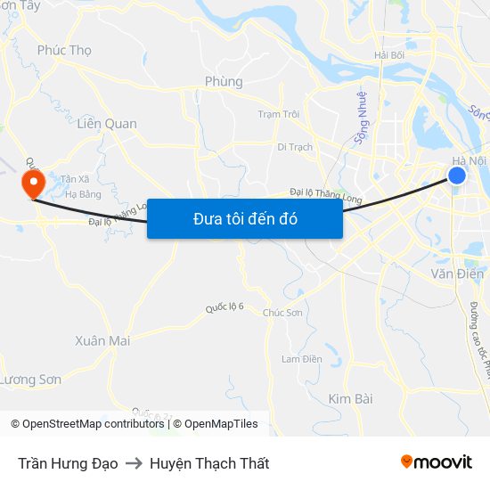 Trần Hưng Đạo to Huyện Thạch Thất map