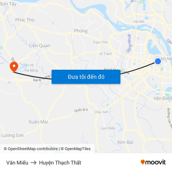 Văn Miếu to Huyện Thạch Thất map